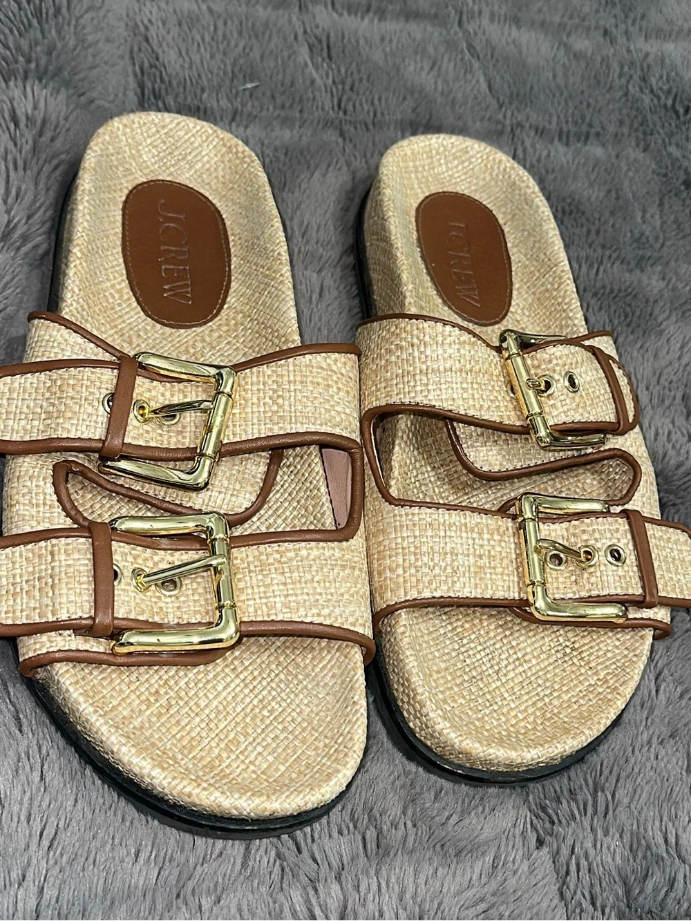 J. Crew Marlow Sandal raffia and leather. (Shoe15)